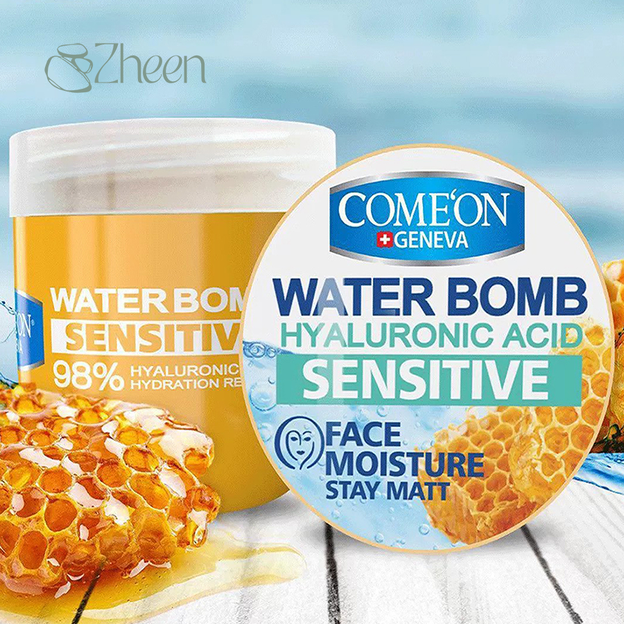 کرم صورت کامان مدل بمب آبرسان حاوی هیالورونیک اسید و ویتامین E با عصاره عسل مناسب پوست حساس 200 میل